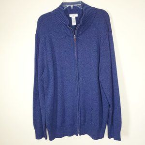 Dockers Men's Blue Zipper Front Long Sleeve Sweater SZ XXL